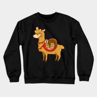 Cute & Funny Sloth Riding Llama Animal Friends Crewneck Sweatshirt